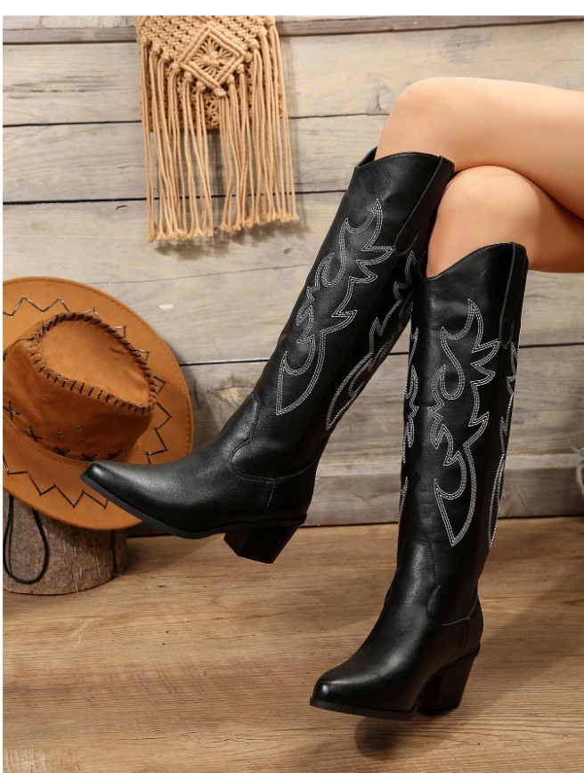 Black Calf High Cowboy Boot