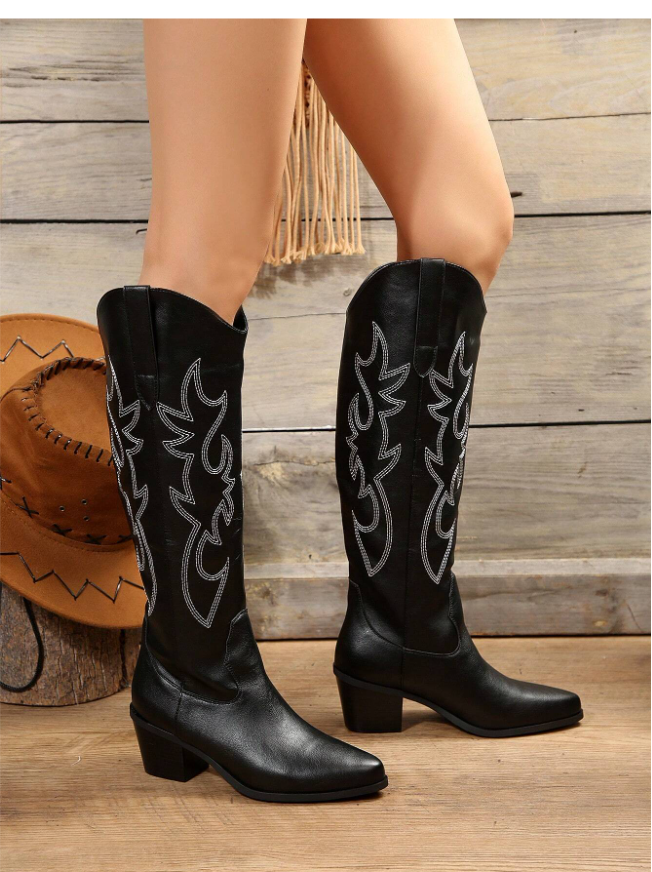 Black Calf High Cowboy Boot