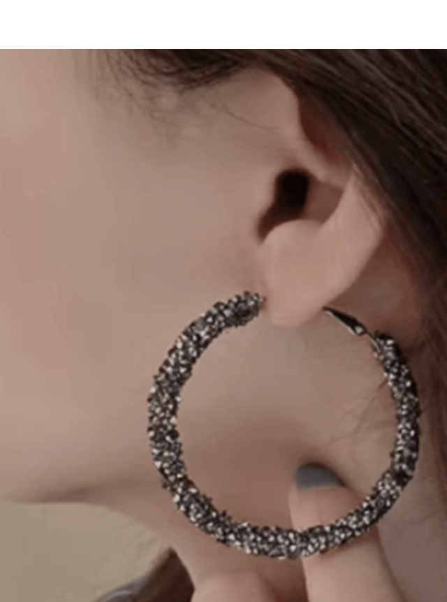 Black Sparkle Hoop Earrings