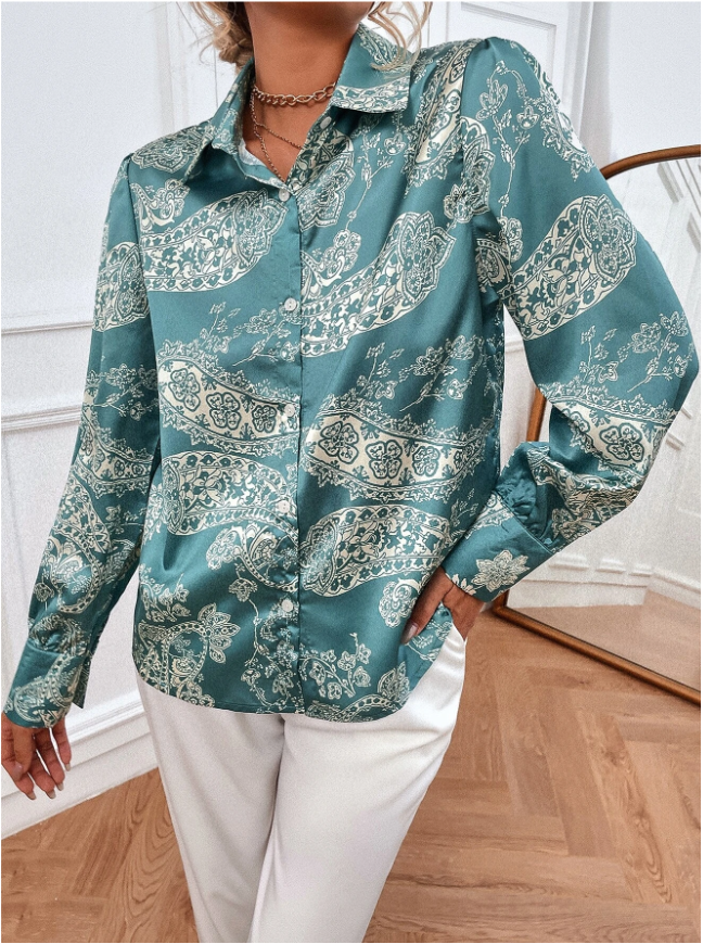 Sky Blue Paisley Button Down Shirt