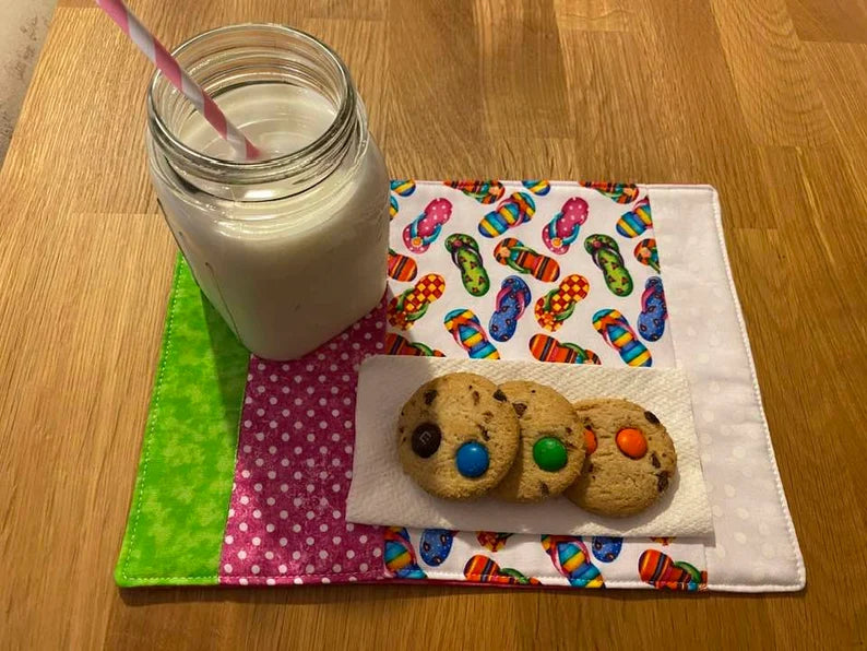 Bright and Happy Flipflops on White Mug Rug