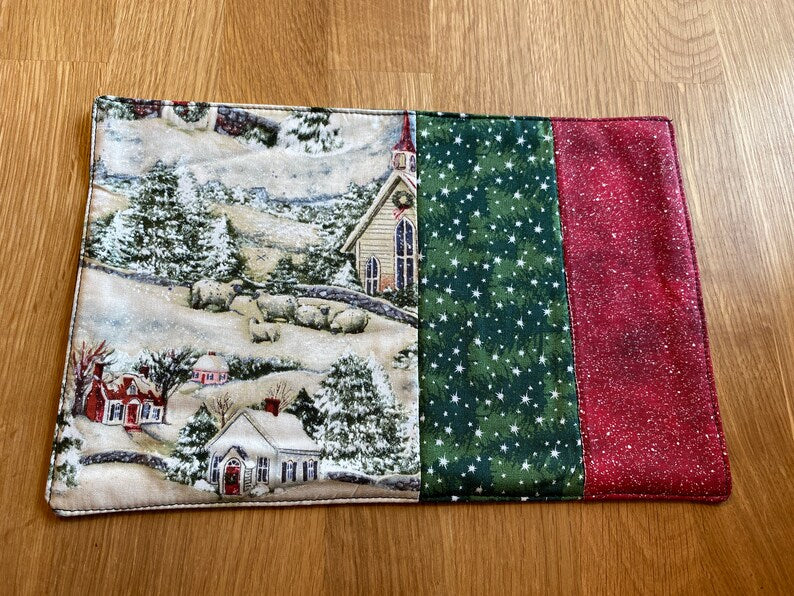 Country Town in Winter Mug Rug