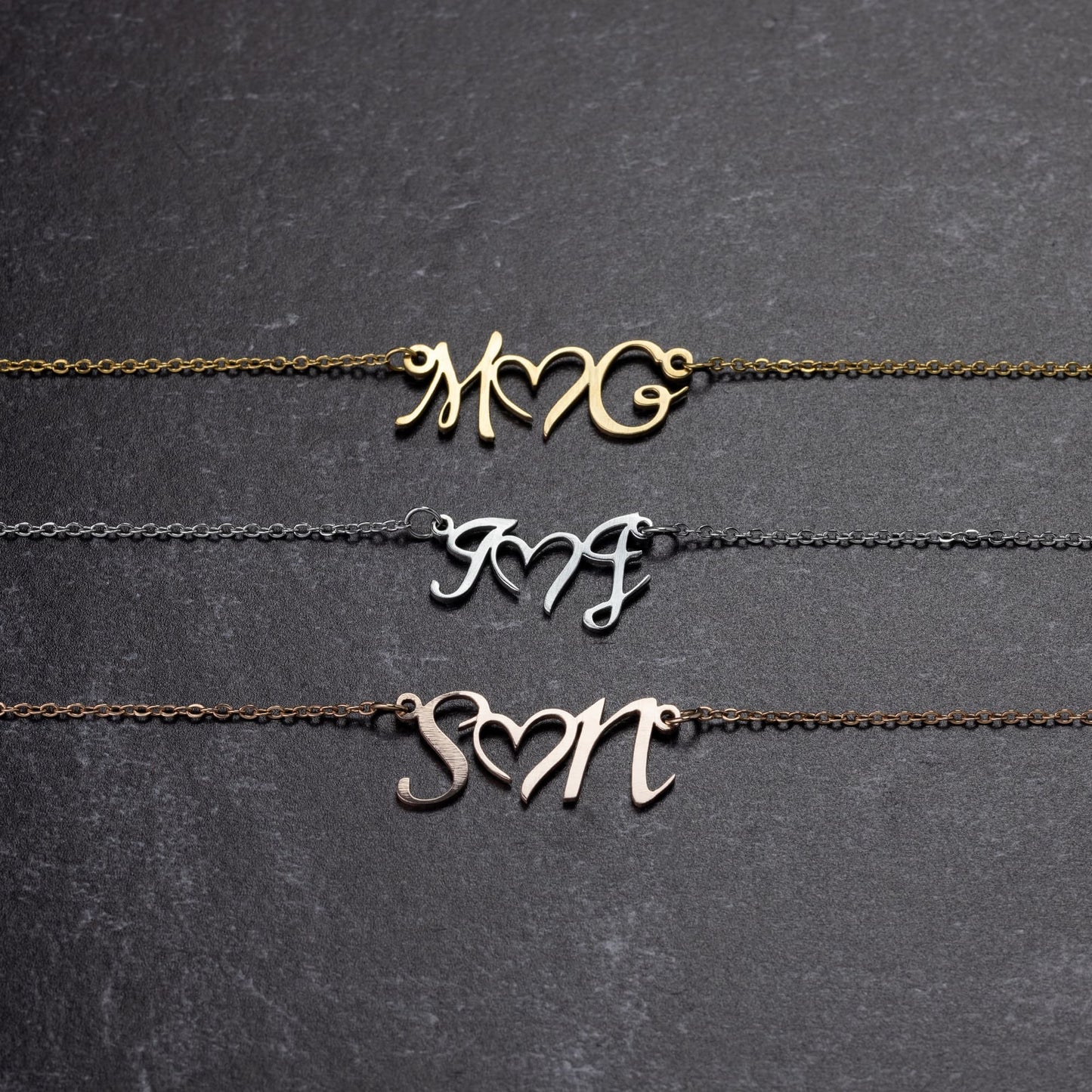 Double Initial Heart Necklace-Made to Order