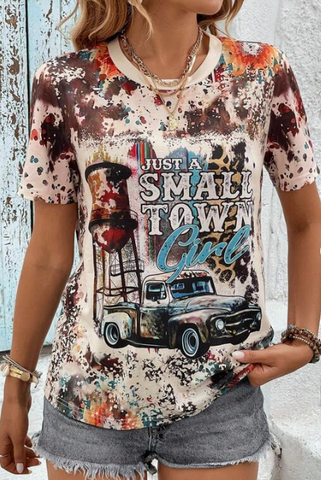 Just A Small Town Girl Abstract Print Tee