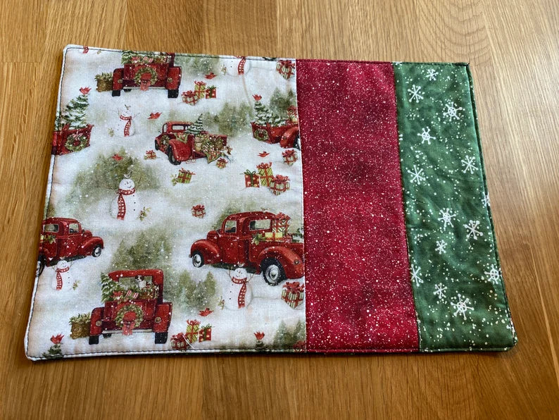 Little Red Truck Mug Rug