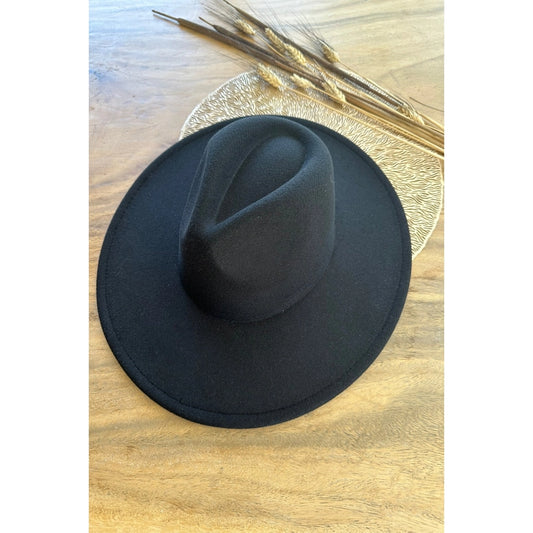 Wide Brim Felt Hat Black